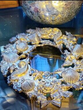 Heavy Ornate Silver Coastal/Beachy Trivet Possible Stainless